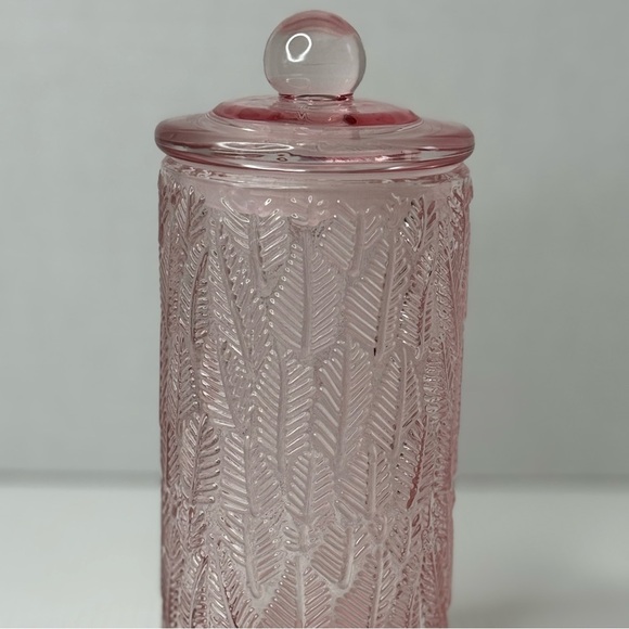 Lifestyle Products Pink Embossed Glass Container Jar With Lid - Picture 3 of 9